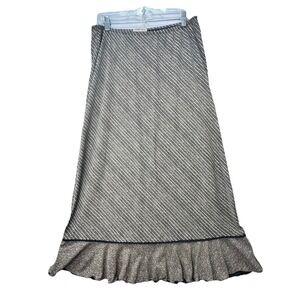 Vintage Y2K Pull On Maxi Skirt Size Large Geometric Ruffle Grunge Fairy Goth
